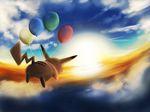  bad_pixiv_id balloon flying flying_pikachu gen_1_pokemon moggy-cat no_humans pikachu pokemon pokemon_(creature) sunset 