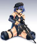  bb_(sapporo_youkan) blue_hair cape gun kel-tec kel-tec_su-16 scope solo to_heart_2 tonami_yuma weapon 