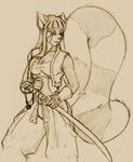  female midriff red_panda samurai sayuri shigoto sketch solo sword warrior weapon 