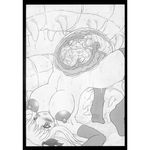  breasts egg_laying large_breasts monochrome monster oviposition pussy stomach_bulge tentacle x-ray 