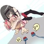  akemi_homura breasts buttons cleavage kaname_madoka magical_girl mahou_shoujo_madoka_magica monmo-dou multiple_girls pantyhose small_breasts stf submission_hold tears wrestling 