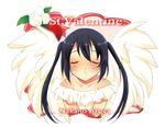  aruki black_hair closed_eyes dress flower heart incoming_kiss k-on! long_hair nakano_azusa rose solo twintails valentine white_flower white_rose wings 