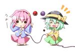  arms_up blush chibi closed_eyes eyeball highres komeiji_koishi komeiji_satori multiple_girls ominaeshi_(takenoko) open_mouth siblings sisters third_eye touhou 