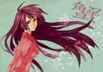 bad_id bad_pixiv_id bakemonogatari bangs long_hair monogatari_(series) purple_hair senjougahara_hitagi solo tatsu666 
