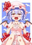  absurdres bat_wings blue_hair crying crying_with_eyes_open emu_ichigo fangs hat highres open_mouth red_eyes remilia_scarlet short_hair solo tears touhou wings 
