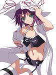  green_eyes hat merry_nightmare midriff nakano_sora navel purple_hair ribbon solo thighhighs yumekui_merry 