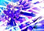  arc_system_works blazblue blonde_hair blue_eyes breasts female hibiki_kodama long_hair mecha_musume mu-12 necktie shoulder_pads small_breasts solo thighhighs tiara underboob 