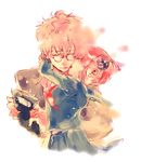  1girl 369-chan bad_id bad_pixiv_id bun_cover closed_eyes double_bun face-to-face formal gintama glasses hug kagura_(gintama) red_hair sakata_gintoki school_uniform short_hair silver_hair smile tears 