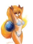  2008 bikini browser browser-tan canine chest_tuft female firefox fox hair long_hair long_orange_hair nude orange_hair pose raised_arm red_eyes skimpy solo standing tail unknown_artist 