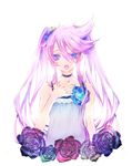  alternate_hairstyle black_choker blue_eyes blue_flower blue_rose chiyo_(rotsurechiriha) choker cure_moonlight flower heart heartcatch_precure! lavender_hair long_hair magical_girl precure purple_flower purple_rose rose solo tsukikage_yuri twintails 