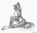  chest_tuft cute feline female jennie_hoffer nude pencils piercing semi-anthro snow_leopard solo 