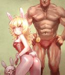  1girl animal_ears ass blonde_hair bow_(bhp) bunny_ears muscle original pantyhose when_you_see_it wrist_cuffs yellow_eyes 