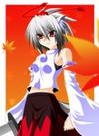  animal_ears engo_(aquawatery) fang grey_hair hat highres inubashiri_momiji red_eyes solo sword tail tokin_hat touhou weapon wolf_ears wolf_tail 