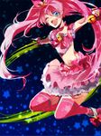  bad_id bad_pixiv_id bow choker cure_melody hair_bow hoe_satsuki houjou_hibiki magical_girl miracle_belltier one_eye_closed pink_bow pink_choker pink_legwear precure solo suite_precure thighhighs twintails zettai_ryouiki 