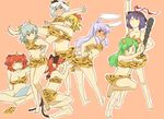  animal_print barefoot bottomless club cosplay feet horn horns izayoi_sakuya kaenbyou_rin kanabou kochiya_sanae konpaku_youmu koyama_shigeru lum lum_(cosplay) md5_mismatch multiple_girls nagae_iku oni onozuka_komachi reisen_udongein_inaba stage_connection tiger_print toramaru_shou touhou urusei_yatsura weapon 