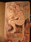  blue_mood feline female jungle konekonoarashi nude sketchbook solo tiger 