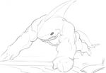  dorsal_fin fangs fins grin male marine muscles scalie shark sketch solo tail thewielder 