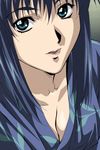  aqua_eyes blue_hair breasts japanese_clothes kimono large_breasts lips long_hair matsuri_no_yoru_no_yume solo 