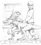  bowler_hat classy david_siegl dinosaur hat human leash male pet raptor scalie 