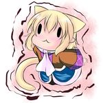  :3 animal_ears blonde_hair blush cat_ears cat_tail chibi dress extra_ears hoshizuki_(seigetsu) kemonomimi_mode mizuhashi_parsee puru-see scarf short_hair solo tail touhou trembling |_| 