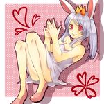  ac_japan amase_(siki696) animal_ears arigato_usagi bunny_ears crown dress face hands hands_together lips lying own_hands_together personification red_eyes silver_hair smile solo 