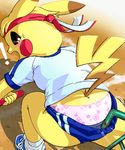  blush face_markings female g-sun headband panties panty_pull pikachu pok&eacute;mon pok&eacute;morph tail underwear yellow 