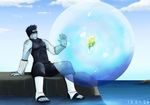  0youcal0 blue_hair blue_skin flower hoshigaki_kisame male male_focus naruto water 