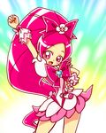 :p bow brooch choker cure_blossom dress flower hair_flower hair_ornament hair_ribbon hanasaki_tsubomi hand_on_hip happy heart heartcatch_precure! highres jewelry long_hair magical_girl omochi100ko open_mouth pink_eyes pink_hair ponytail precure ribbon solo tongue tongue_out wrist_cuffs 