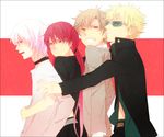  3boys accelerator bad_id bad_pixiv_id blonde_hair brown_hair choker etzali multiple_boys musujime_awaki red_eyes red_hair ro53 school_uniform sunglasses to_aru_majutsu_no_index tsuchimikado_motoharu unabara_mitsuki uniform white_hair 