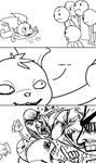  black_and_white comic darkdoomer fight flame_war monochrome patachu patamon trolling 