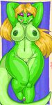  big_breasts blonde_hair breasts chubby crocodile female green hair nipples nude pixel_art pussy reptile scalie seductive solo tamsey vdisco wide_hips 