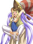  ahegao ballcaress blonde_hair blush blushing breasts capcom capcom_fighting_jam caressing_testicles chain chains cum cum_in_pussy cum_inside feet foot highres midnight_bliss nipples nool penis red_eyes sex stockings swimsuit tentacle thighhighs tongue warzard white_legwear white_thighhighs 