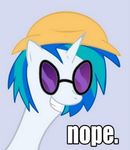  english_text equine female feral friendship_is_magic hard_hat helmet horn horse image_macro mammal my_little_pony nope pony rainbow reaction_image solo text unicorn unknown_artist vinyl_scratch_(mlp) 