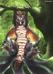  dragon female feral forest gaping hanging hiroi_kairu licking nude pussy pussy_juice scalie solo spread_legs spreading tongue tree wingplay wings 