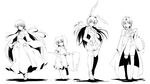  alternate_costume animal_ears braid bunny_ears greyscale hat houraisan_kaguya inaba_tewi labcoat long_hair monochrome multiple_girls nurse_cap reisen_udongein_inaba sesield skirt smile touhou very_long_hair yagokoro_eirin 