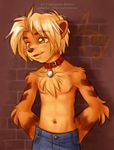  arcanine canine celesse chest_tuft cute growlithe male pok&eacute;mon pok&eacute;morph samantha_whitten solo topless yellow_eyes 