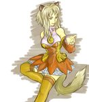  animal_ears blue_eyes canine female firefox fox kemonomimi kitsunemimi leaning looking_at_viewer solo standing stockings tail 