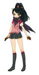  bad_id bad_pixiv_id belt black_hair blush boots full_body gloves green_eyes gyakuten_kenji gyakuten_saiban hair_ornament ichijou_mikumo jika-tabi karakusa_(pattern) key kneehighs legs long_hair miniskirt mizutamako pink_legwear pleated_skirt ponytail scarf simple_background skirt smile solo standing tabi tabi_boots white_background 