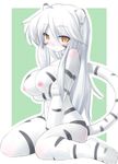  1girl animal_ears blush breasts brown_eyes cat_ears cat_tail catgirl feline female furry hair kourourin large_breasts long_hair mammal nipples nude original solo tail tiger white_tiger yellow_eyes 