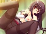  black_hair breasts game_cg glasses hazumi_rio nipples panties pantyhose petapeta tagme_(character) underwear 