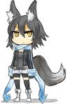  animal_ears bad_id bad_pixiv_id belt bike_shorts black_hair chibi ganesagi jacket nanashi_(ganesagi) original scarf short_shorts shorts sketch solo tail thighhighs yellow_eyes 