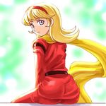  blonde_hair blue_eyes cyborg_009 francoise_arnoul hairband haruyama_kazunori looking_back lowres scarf sitting solo 