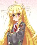  bad_id bad_pixiv_id blonde_hair can't_be_this_cute crossed_arms crown fortune_arterial japanese_clothes kimono long_hair ore_no_imouto_ga_konna_ni_kawaii_wake_ga_nai paopao red_eyes sendou_kaya solo 