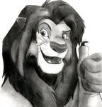  black_white feline feral greyscale lion male mammal monochrome one_eye_closed plain_background simba sketch solo the_lion_king thumbs_up unknown_artist white_background wink 