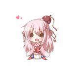  blush chibi hair_ornament heart japanese_clothes kimono long_hair ominaeshi_(takenoko) open_mouth original pink_hair pink_kimono simple_background solo usuzumi_sakura yukata 