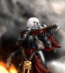  adepta_sororitas armor bad_id bad_pixiv_id eien_no_sai_tori flamer flamethrower ornate purity_seals short_hair solo warhammer_40k weapon white_hair 