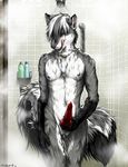  :9 bathing erection knot licking_lips male necklace nipples nude penis rainbow_necklace rainbow_symbol shower skunk solo steam tiles truegrave9 wet 