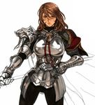  armor breastplate brown_hair gauntlets hildegard_von_krone lance long_hair lowres mole oda_non pauldrons polearm solo soulcalibur soulcalibur_iv weapon 