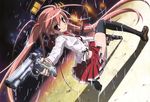  gun hidan_no_aria kanzaki_h_aria rain red_eyes scan tagme_(artist) thighhighs twintails weapon 