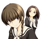  arima_nana braid brown_eyes brown_hair maria-sama_ga_miteru multiple_girls sasaki_akira_(ugc) school_uniform serafuku shimazu_yoshino smile twin_braids 